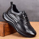 Q ZHIHE輕奢高端男鞋鏤空透氣37碼真皮鞋高檔頭層牛皮運動(dòng)鞋男45碼超輕 黑色【頭層牛皮】 皮鞋碼 40 (250mm)