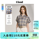 ELAND【亞麻】衣戀襯衫女格紋連肩袖卷邊短袖上衣25夏季新款淡人 藍色(50)Blue-A款EEYCF24M01 M /165