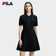 FILA 斐樂官方女子編織連衣裙2026夏簡約翻領修身收腰連身裙
