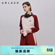 URLAZH有蘭秋季新款撞色拼色純棉插肩袖圓領(lǐng)百搭上衣長(cháng)袖休閑T恤女 櫻桃紅 M