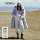MO&Co.羽絨服90鴨絨高領(lǐng)連帽輕暖高密防鉆絨雙門(mén)襟中長(cháng)款摩安珂 灰白色 S /160