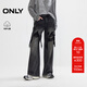 ONLY2025夏季新款層次破洞長(cháng)褲寬松直筒褲牛仔褲女|125332113 J09深牛仔灰色 S S褲長(cháng)減短