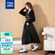 唐獅（TonLion）2024復古赫本風(fēng)連衣裙兩件套裝裙黑色長(cháng)裙御姐風(fēng) 黑色 XL 