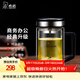 希諾（heenoor）雙層玻璃杯男士耐熱防燙帶把帶手柄商務(wù)辦公玻璃水杯過(guò)濾茶杯子 【升級抗菌款】-純鈦部件420ml