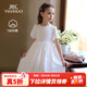 英氏（YEEHOO）女童裙子兒童衣服夏季時(shí)尚淑女休閑風(fēng)連衣裙夏裝新款可愛(ài)中小童裝 生如夏花-白色 【100%棉】 120