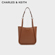 CHARLES&KEITH大容量通勤單肩托特包子母包生日禮物送女友CK2-30782647 Chocolate巧克力色 M