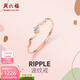 周六福（ZLF）  18k金鉆石戒指女玫瑰金時(shí)髦吸睛單鉆波紋鉆戒T 18號
