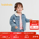 巴拉巴拉【商場(chǎng)同款】童裝女童牛仔外套毛領(lǐng)加絨秋冬裝仿羊羔毛萌 牛仔淺藍88101 90