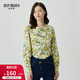 深呼吸DEEP BREATH女裝復古娃娃領(lǐng)泡泡袖花色純棉襯衫上衣女A301168 黃花 M (3)