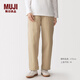 MUJI 女式 棉水洗 輕便 錐形褲 褲子女款女裝26年春季長(cháng)褲BE1W5A6S 米色 M (160/66A)