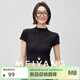 美洋（MEIYANG）【80系列】卡戴珊辣妹T恤 氣質(zhì)小高領(lǐng)修身短款上衣夏季新款t恤女 黑色 M