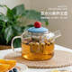 青蘋(píng)果冷水壺高硼硅玻璃耐高溫涼水壺大容量帶茶漏冷泡花茶玻璃杯套裝 紅帽藍蓋涼水壺1000毫升