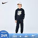 NIKE3BRAND 耐克男女童紅色拜年服2件套兒童純棉毛圈衛衣+褲子套裝