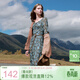 三彩2025春季新款法式復古雪紡碎花裙連衣裙大擺長(cháng)裙浪漫M