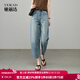 婭麗達純棉香蕉褲夏季遮肉牛仔褲女2025新款淺色輕薄八九分哈倫褲 復古藍(B0） 27
