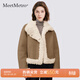 MeetMetro瑪依爾翻領(lǐng)毛絨短外套女2025冬季新款機車(chē)風(fēng)飛行員夾克 淺駝【現貨閃電發(fā)】 L