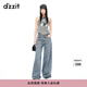 DZZIT地素牛仔闊腿褲夏季時(shí)尚潮流設計女 藍色 S