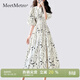 MeetMetro瑪依爾時(shí)尚印花連衣裙女2026夏季新款泡泡袖收腰公主裙 印花【現貨閃電發(fā)】 L
