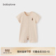 babylove嬰兒短袖連體衣夏季薄款衣服彩棉提花透氣哈衣爬服新生兒寶寶夏裝