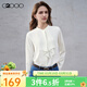 G2000【飄帶設計/肌理感/商場(chǎng)同款】女2025秋冬舒適長(cháng)袖休閑襯衫 飄帶立領(lǐng)-柔滑-星光白 M （36）