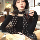 LEOEZYA飄帶絲巾棕色波點(diǎn)印花百搭絲帶脖飾女2025年新款發(fā)帶綁發(fā)長(cháng)條圍巾 韓劇女主歐尼 黑