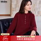 MsShe【100%美利奴羊毛】大碼女裝2025冬裝胖mm半高領(lǐng)打底羊毛衫 安可拉紅色現貨 4XL