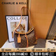 CHARLIE&KELLI CK品牌包包輕奢女包2026新款輕奢高級單肩大容量通勤手提托特包 老花配卡其【母親節生日520情人節禮物】