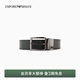 EMPORIO ARMANI/阿瑪尼官方旗艦【禮物】新款男士商務(wù)通勤板扣腰帶寬3.5CM春夏 80740-黑色荔枝紋/灰色光面-針扣