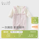 戴維貝拉新生兒春裝爬服嬰幼兒棉連體衣女寶假兩件哈衣