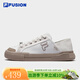 FILA FUSION斐樂(lè )帆布鞋情侶款一腳蹬半拖帆布鞋休閑鞋板鞋輕便帆布鞋男女 雪白/游牧棕-SN 時(shí)尚男款 40.5