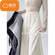 棉致美式微喇休閑運動(dòng)褲子女春秋季新款高腰直筒顯瘦垂感瑜伽闊腿衛褲 3311米白色【高品質(zhì)】 L 110-120斤