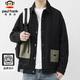 大嘴猴（paul frank）夾克男士春秋季潮流外套男拼接工裝休閑上衣男裝 黑色 XL
