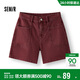 森馬（Semir）森柔|牛仔褲女夏季做舊半松緊腰短褲復古潮流直筒褲103325122001
