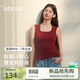 ubras26年新款寬肩帶掛脖吊帶背心女上衣胸墊免穿文胸t恤內搭 U領(lǐng)-櫻桃釉紅色 L