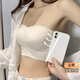 多情貓大胸顯小顯瘦無(wú)痕內衣女防下垂超薄款防走光裹胸抹胸文胸罩套裝 香檳白-單件 M （34ABC杯/90-105斤）