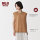 MUJI 女式 漢麻 無(wú)袖 針織衫 女裝上衣 26年春夏新品 BA1ROA6S 煙熏橙色 XL (165/92A)