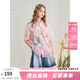 兩三事梵高文藝浮夢(mèng)旖旎2025夏季新款網(wǎng)紗拼接印花荷葉邊翻領(lǐng)襯衫女 粉色 L