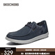 斯凱奇（Skechers）男鞋春季一腳蹬樂(lè )福鞋帆布鞋厚底低幫休閑商務(wù)鞋66387 藍色/BLU 41
