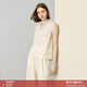 顏域白色V領(lǐng)背心女夏裝2026新款高級感外穿無(wú)袖寬松小蕾絲上衣女 米白 S