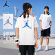 Jordan耐克AJ童裝男童棉短袖T恤 Nike夏季吸濕透氣兒童短T 純白色