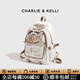 CHARLIE&KELLI女士雙肩包2026新款卡通小書(shū)包休閑通勤媽咪背包 米白色大號【母親節生日520情人節禮物】