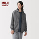 MUJI 男式 毛圈棉 拉鏈連帽衫男士衛衣男生加絨外套26年春季 男裝 炭灰色 M (170/92A)