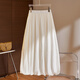 白色花苞裙半身裙女春夏季2026新款中長(cháng)款裙子氣質(zhì)絕美百褶a字裙 白色 均碼 (建議85-135斤)