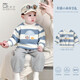 波步（BORBOON B）寶寶衛衣春裝2026新款男童長(cháng)袖T恤上衣套頭衫嬰幼兒春季外出衣服 【藍色】8188 90