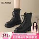 達芙妮黑色馬丁靴女2025秋冬厚款戶(hù)外旅游經(jīng)典穿搭配裙子厚底英倫風(fēng)短靴 黑色-8孔【秋冬加絨款】 37