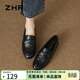 ZHR樂(lè )福鞋女2026春季新款女鞋通勤平底單鞋女舒適百搭皮鞋CE105黑37