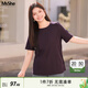 MsShe【天絲棉正肩T恤】大碼女裝2025夏裝高端顯瘦短袖女上衣微胖妹妹 西梅紫色現貨-5030 5XL