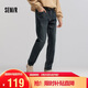 森馬（Semir）牛仔褲男士春季直筒長(cháng)褲竹節肌理輕復古做舊褲子103125124106A