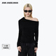 ANN ANDELMAN官方直營(yíng)斜肩兩穿領(lǐng)寬松針織上衣單側露肩一字肩毛衣 黑色 M