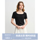 獨束大碼女裝簡(jiǎn)約“瘦瘦T”V領(lǐng)修身上衣2025夏季新款簡(jiǎn)約百搭T恤 暮色黑（U領(lǐng)） 2XL （尺碼：4）